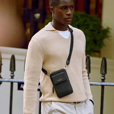 Aspinal Of London Leather Cross-body Phone Pouch In Black