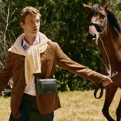 Aspinal Of London Mens Forestgreen Reporter Compact Grained-leather Messenger Bag In Green