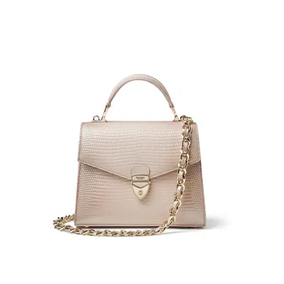 Aspinal Of London Mayfair 2 Midi Oyster Lizard Bag In Neutral