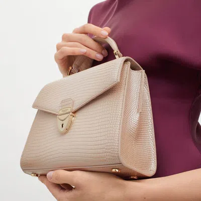 Aspinal Of London Mayfair 2 Midi Oyster Lizard Bag In Neutral