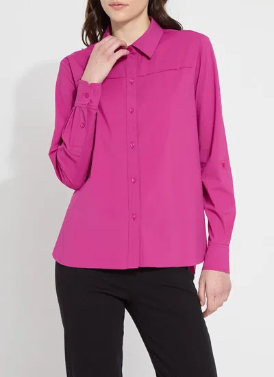 Lyssé Roll Tab Button Down Shirt In Fuchsia In Pink