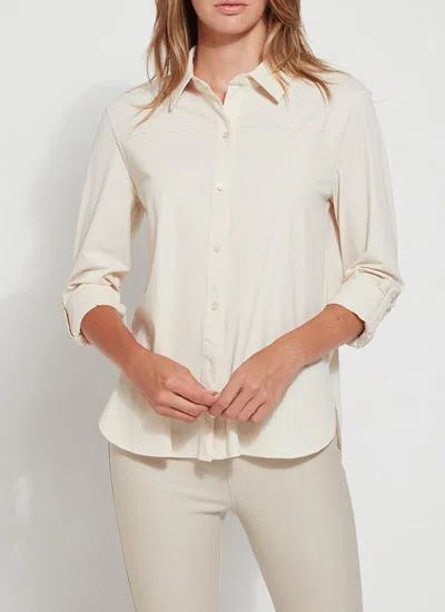 Lyssé Roll Tab Button Down Shirt In Fuchsia In Pink