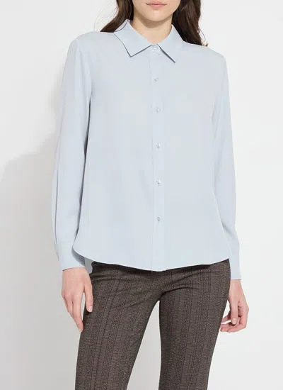 Lyssé Gentle Parker Button Down Top In Gentle Blue In Blue