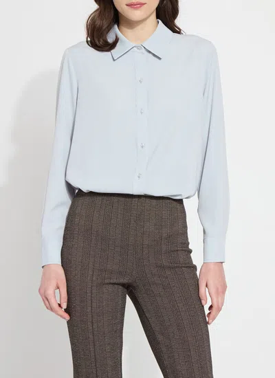 Lyssé Gentle Parker Button Down Top In Gentle Blue In Blue