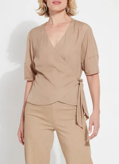 Lyssé Juno Front Tie Wrap Top In Tanned In Brown