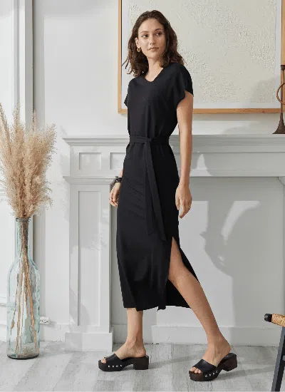 Lyssé Celeste Asymmetrical Neck Dress In Black
