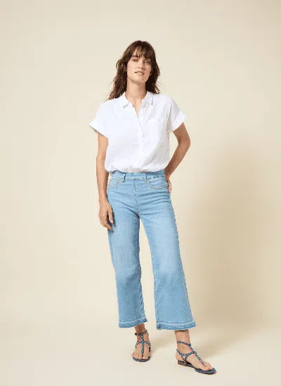 Lyssé Francis Wide Leg Crop Jean In Authentic Bleached Blue In Blue