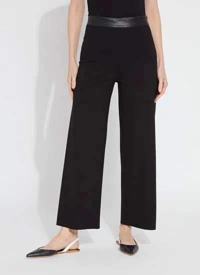 Lyssé Denver Faux Leather Waist Ponte Wide Leg Pants In Black