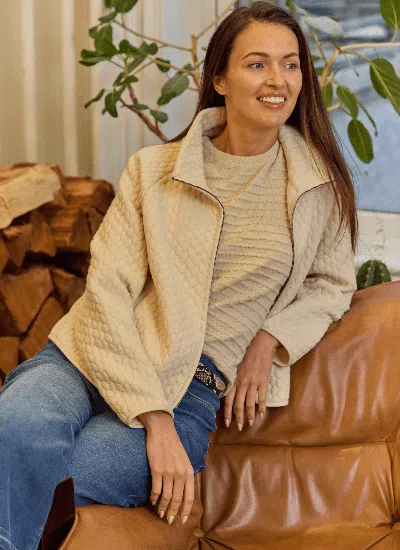 Lyssé Sol Quilted Cable Jacket In White