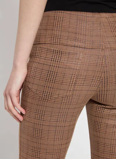 Lyssé Neoprene Baby Bootcut Pant In Warm Brown Plaid
