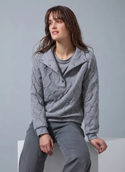 Lyssé Loretta Quilted Pullover Top In Dark Heather Grey In Gray