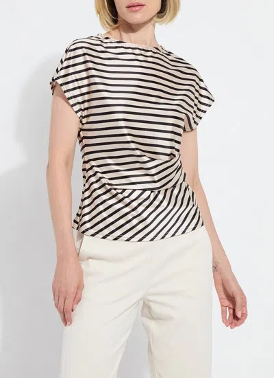 Lyssé Bruna Side Draped Top In Coastal Stripe In Neutral