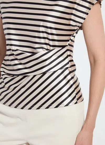 Lyssé Bruna Side Draped Top In Coastal Stripe In Neutral