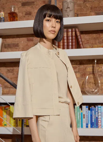 Lyssé Pamela Crop St Twill Jacket In Neutral