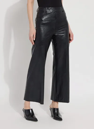Lyssé High Waist Vegan Leather Wide Leg Pants In Kohl Black In Multi