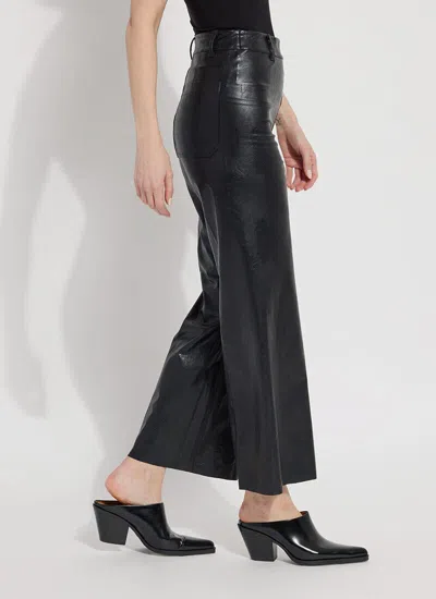 Lyssé High Waist Vegan Leather Wide Leg Pants In Kohl Black In Multi