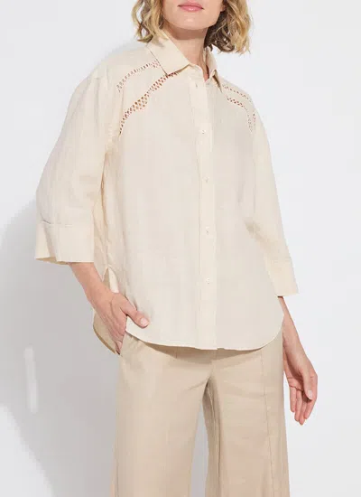 Lyssé Roxanna Embroidered Linen Button-up Shirt In Neutral