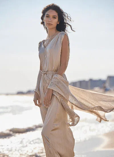 Lyssé The Packable Pleated Dress In Chablis In Neutral