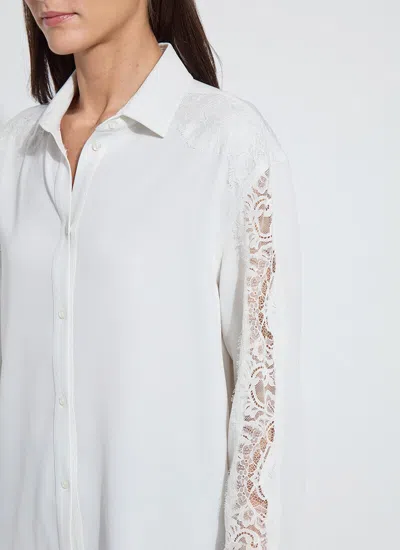 Lyssé Lysse Natasha Lace Trim Button-up Shirt In White