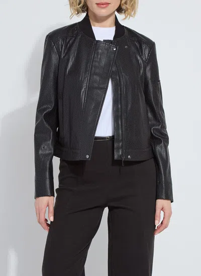 Lyssé Lysse Millicent Perforated Faux Leather Bomber Jacket In Black