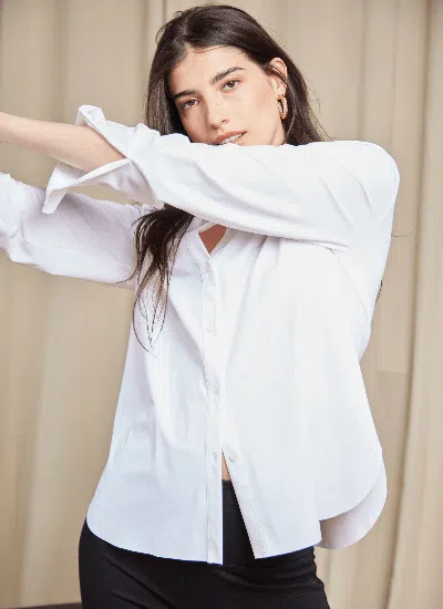 Lyssé Connie Slim Button Down Shirt In White In White