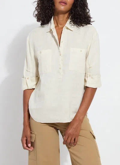 Lyssé Rose Roll Tab Linen Utility Shirt In Neutral
