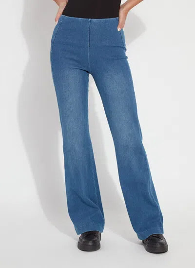Lyssé Cotton Blend Denim Trouser In Mid Washa In Blue