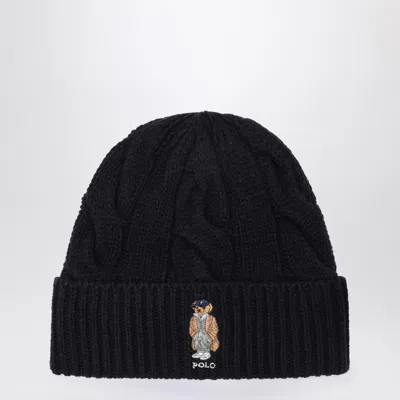 Polo Ralph Lauren Navy Blue Wool Polo Bear Hat In Blue