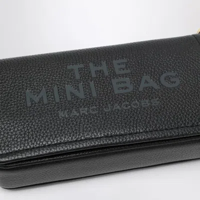 Marc Jacobs Mini Black Crossbody Bag With Engraved Logo In Metallic
