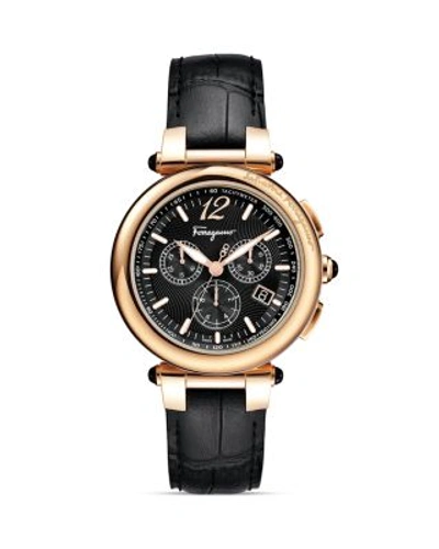 Ferragamo Idillio Gold Ion-plated Chronograph Watch, 41mm In Black