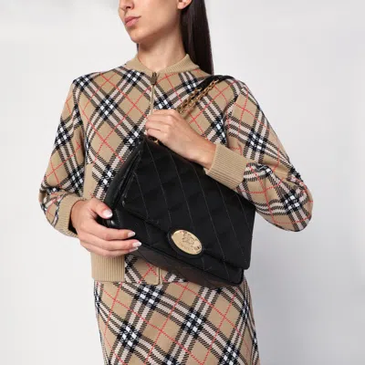 Burberry Small Strand Quilted Leather Shoulder Bag In Black