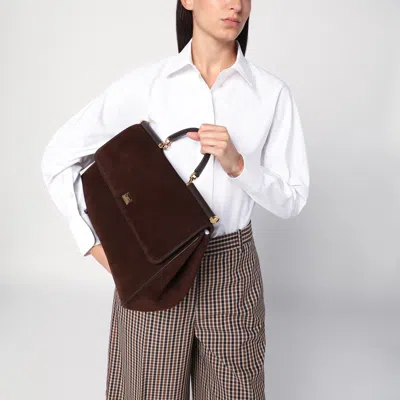 Dolce & Gabbana Ebony Suede Large Bag My Sicily In Brown