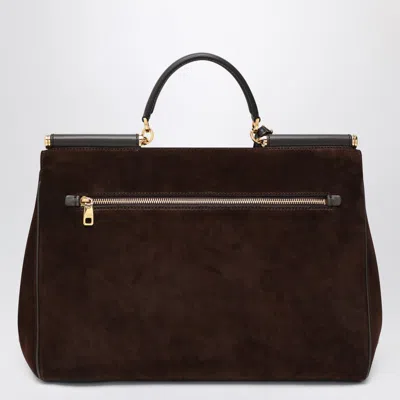 Dolce & Gabbana Ebony Suede Large Bag My Sicily In Brown