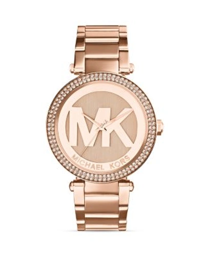 Shop Michael Kors Hand Glitz Watch, 33mm In Rose Gold