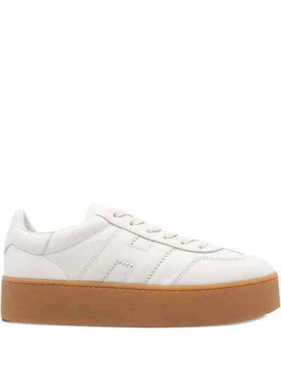 Hogan Stylish Leather Sneakers Platform Sole In White