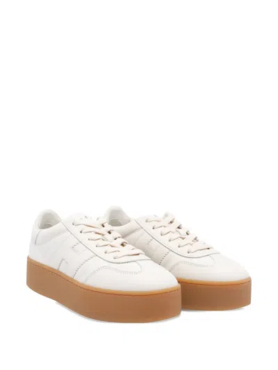 Hogan Stylish Leather Sneakers Platform Sole In White