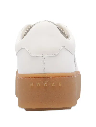 Hogan Stylish Leather Sneakers Platform Sole In White
