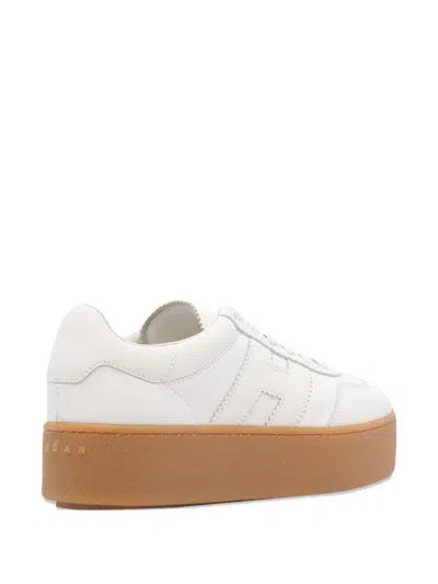 Hogan Stylish Leather Sneakers Platform Sole In White