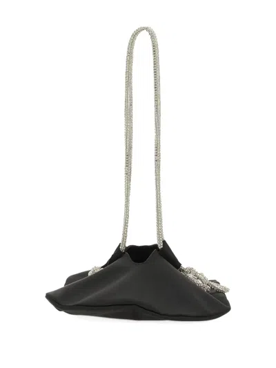Kara Ufo Crystal-embellished Satin Shoulder Bag In Black