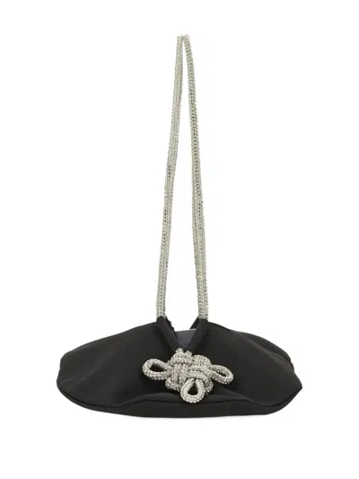 Kara Ufo Crystal-embellished Satin Shoulder Bag In Black