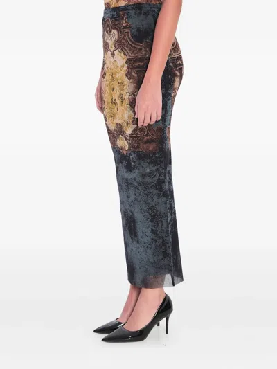 Jean Paul Gaultier "médaillon" Skirt In Blue