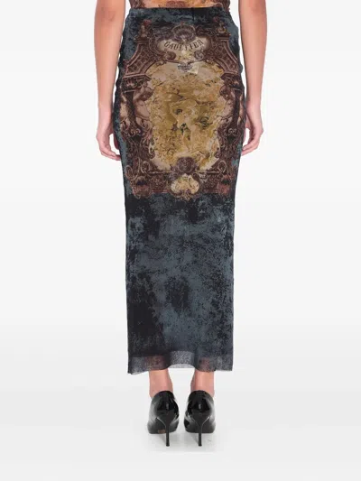Jean Paul Gaultier "médaillon" Skirt In Blue