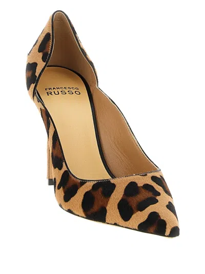 Francesco Russo Leopard Print Pointed Toe Pumps In Brown