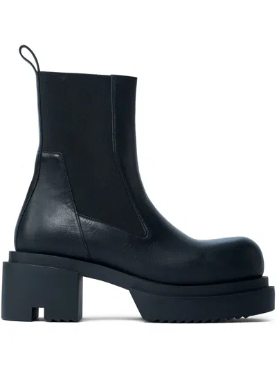 Rick Owens Chunky Sole Ankle Boots With Elastic Panels In Black
