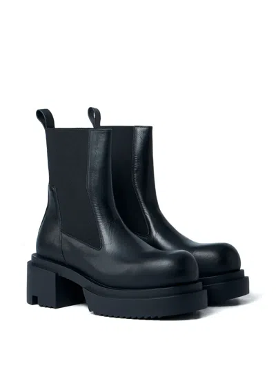 Rick Owens Chunky Sole Ankle Boots With Elastic Panels In Black
