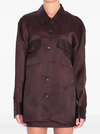 Khaite Matteo Organza Shirt In Brown