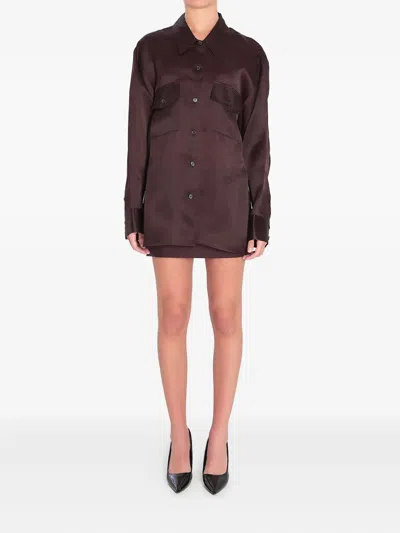 Khaite Matteo Organza Shirt In Brown