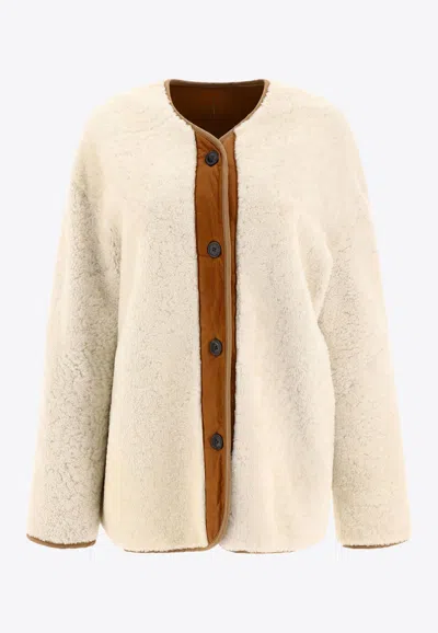 Giovi Reversible Shearling Jacket For Women In Neutral