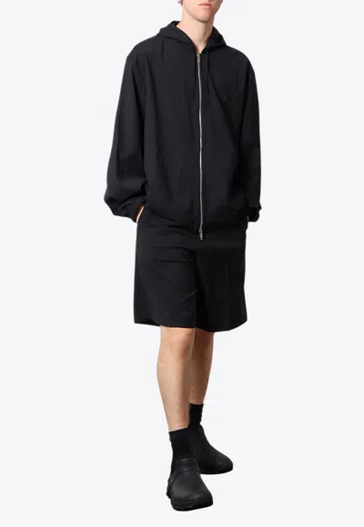 Givenchy Zipped Hoodie In Wool With 4g Detail In Black
