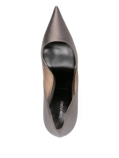 Tom Ford 85mm Betty Satin Pointed-toe Pumps In Gray